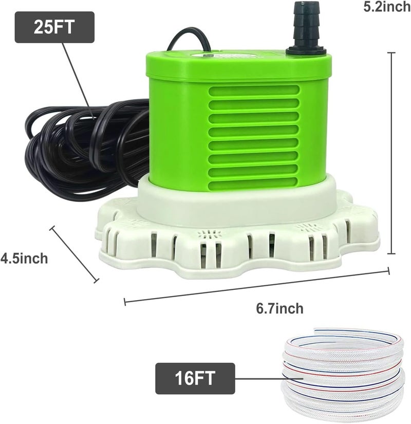 AgiiMan Pool Cover Pump Above Ground - 850 GPH Submersible Water Pump for Pool Draining, Portable Small Sump Pumps with 16' Drainage Hose and 25' Power Cord, 3 Adapters, Green - Image 5